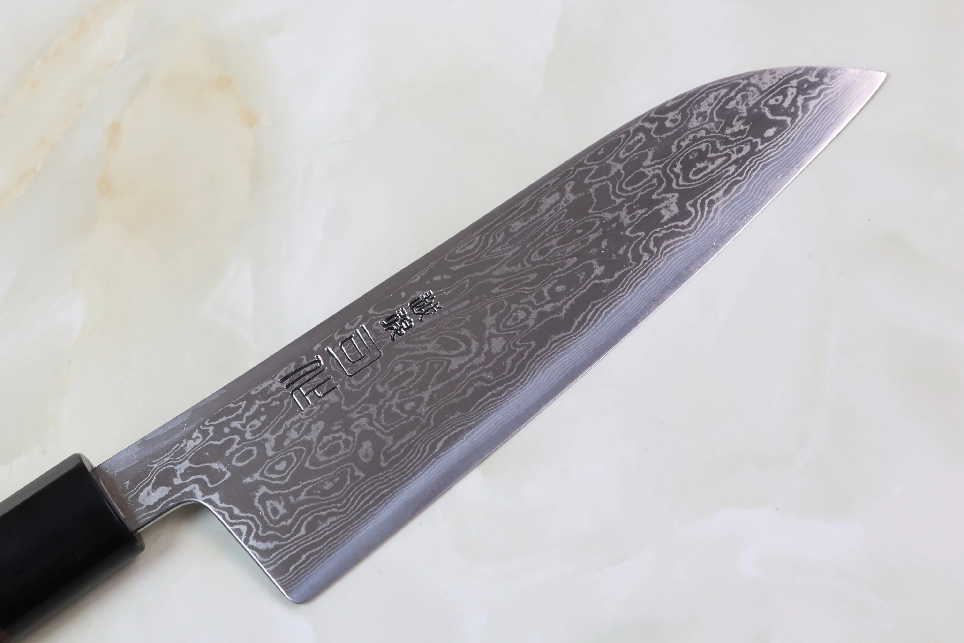 Hinoura Custom Knife ATS-34 Damascus Wa Santoku 170mm (6.6 inch, TH-9)