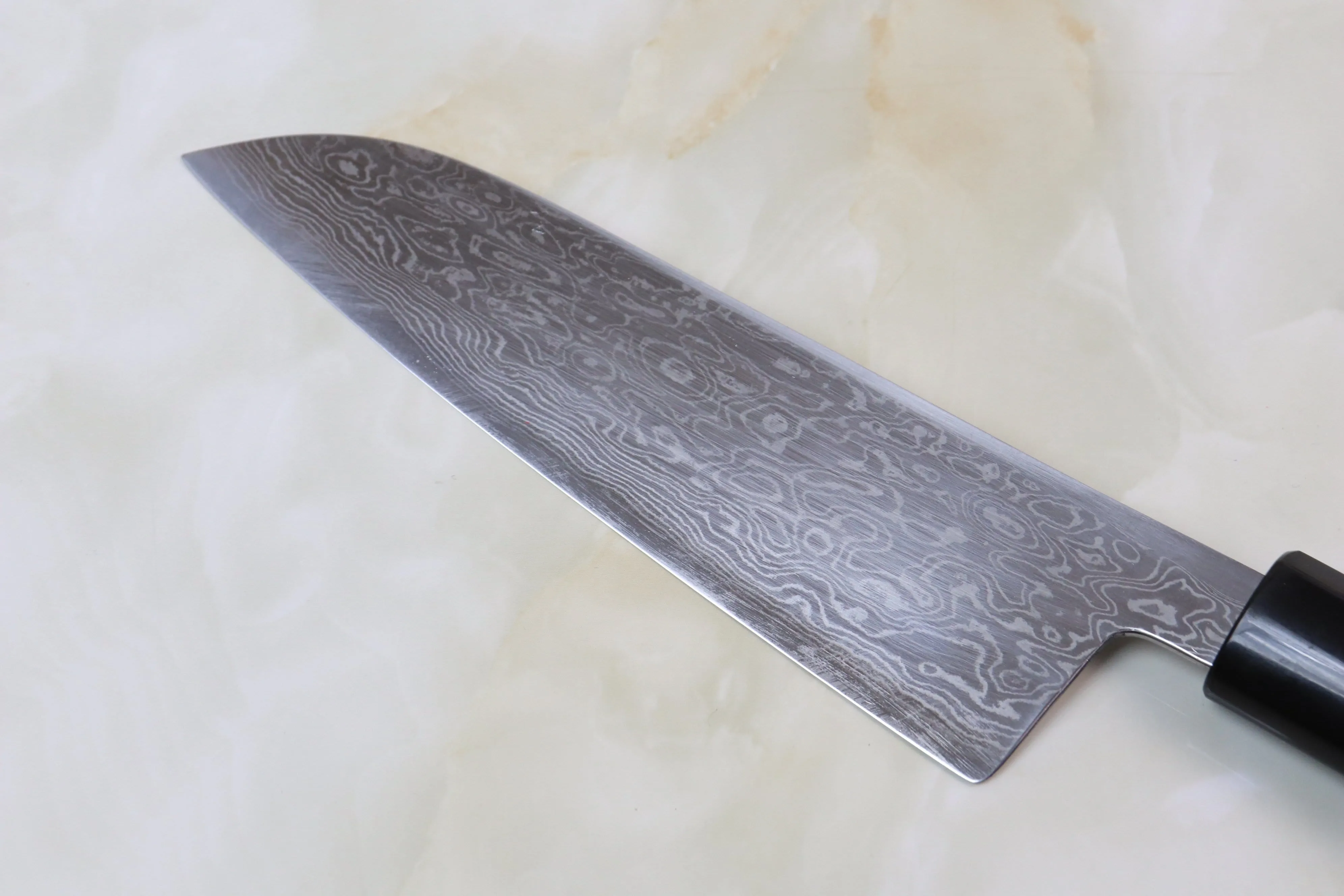 Hinoura Custom Knife ATS-34 Damascus Wa Santoku 170mm (6.6 inch, TH-9)