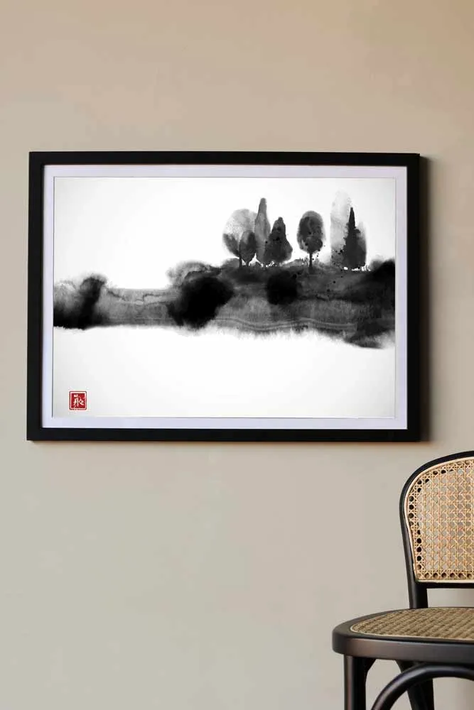 Japanese Ink Wash Art Print - Available Framed Or Unframed