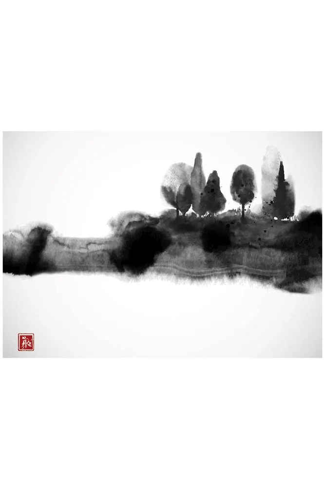 Japanese Ink Wash Art Print - Available Framed Or Unframed