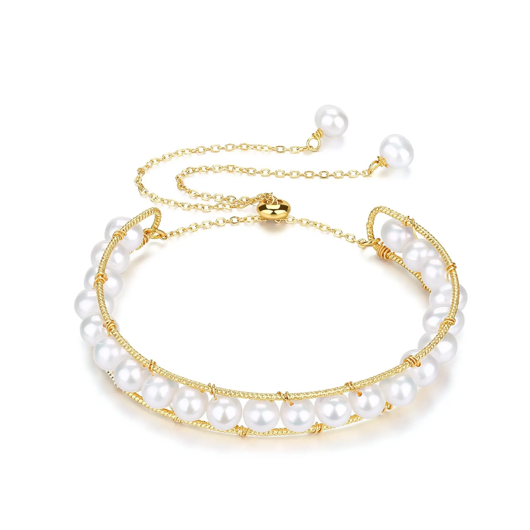 JULIANA Bangle Bolo Pearl Bracelet 14K Yellow Gold