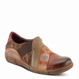 Lata Burnished Leather Clog in Brown Multi