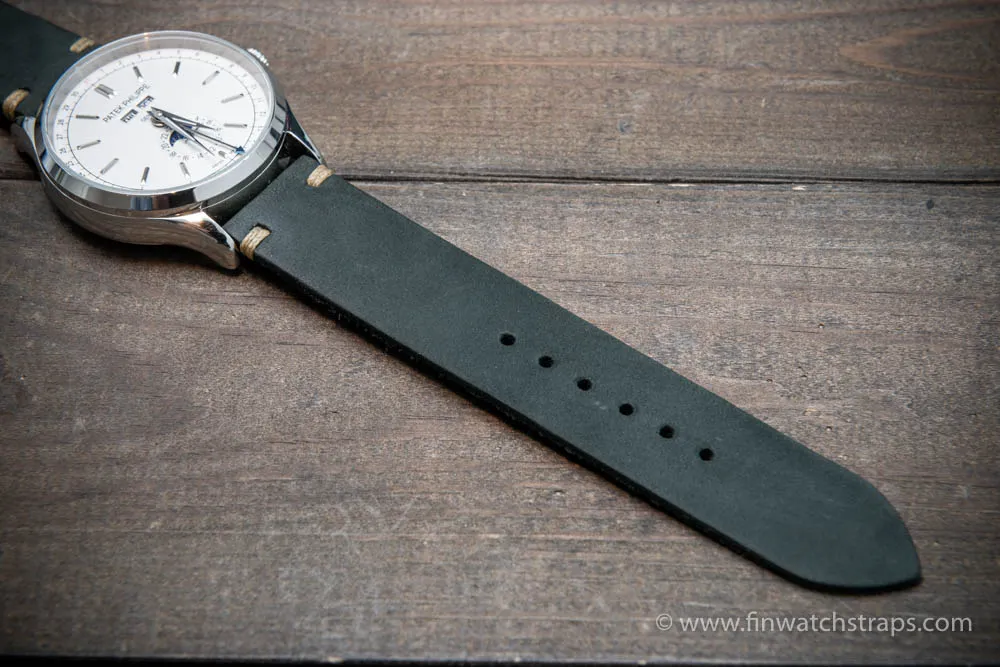 Leather watch strap, Horween Dusty Grey, handmade in Finland