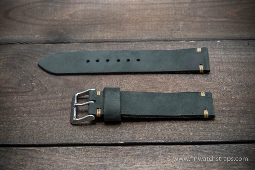 Leather watch strap, Horween Dusty Grey, handmade in Finland