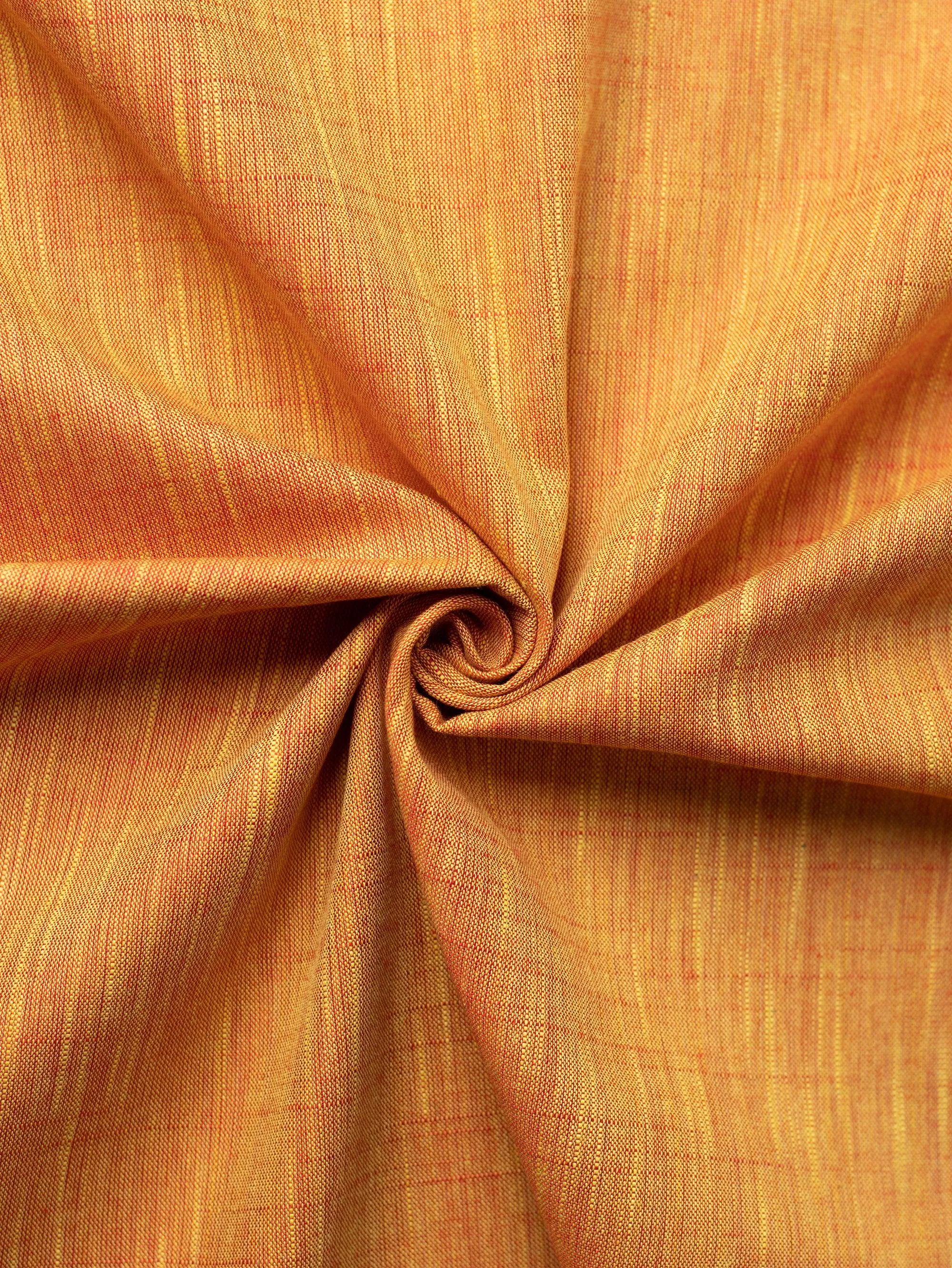 Light Orange Color Traditional Pattern Cotton Khadi Fabric