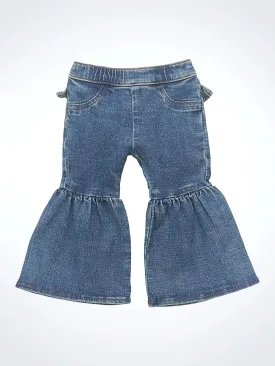 Little Girl's Ruffle Leg Flare Jean in Ivy