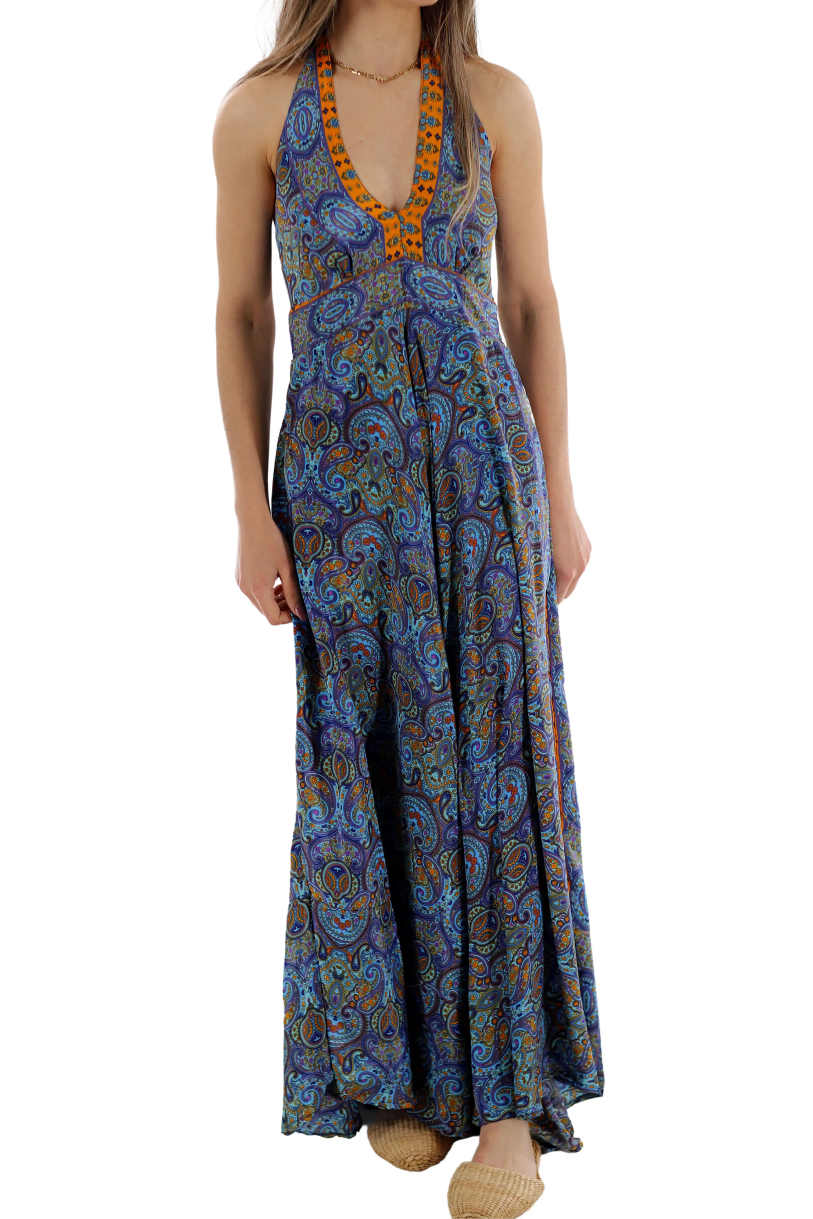 Long Flowy Floral "Romina" Maxi dress in Blue