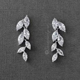 Marquise Leaf Dangle CZ Earrings