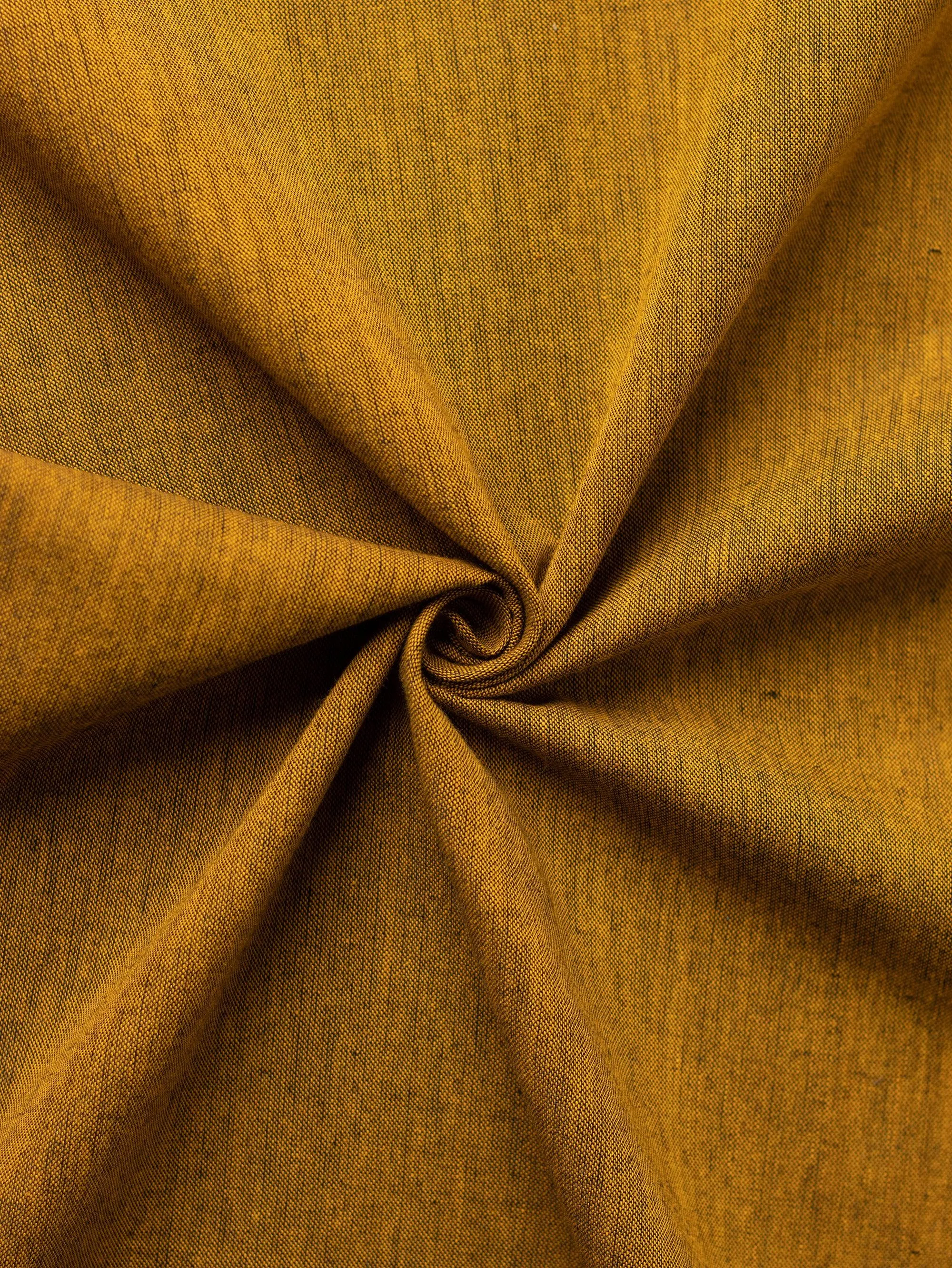 Mustard Color Traditional Pattern Cotton Khadi Fabric