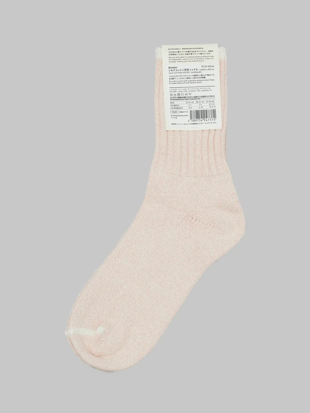 Nishiguchi Kutsushita Silk Cotton Socks Building Pink