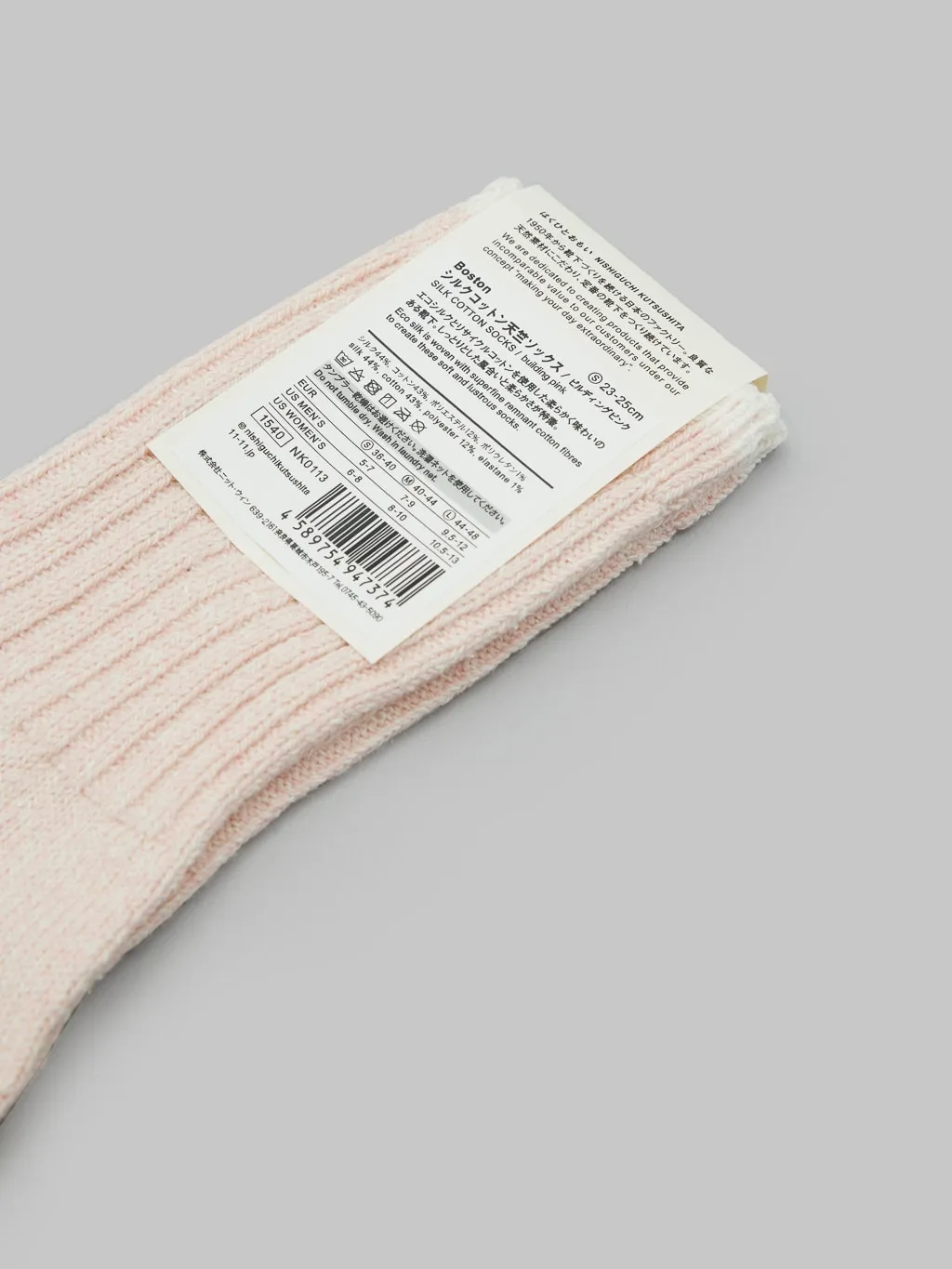 Nishiguchi Kutsushita Silk Cotton Socks Building Pink