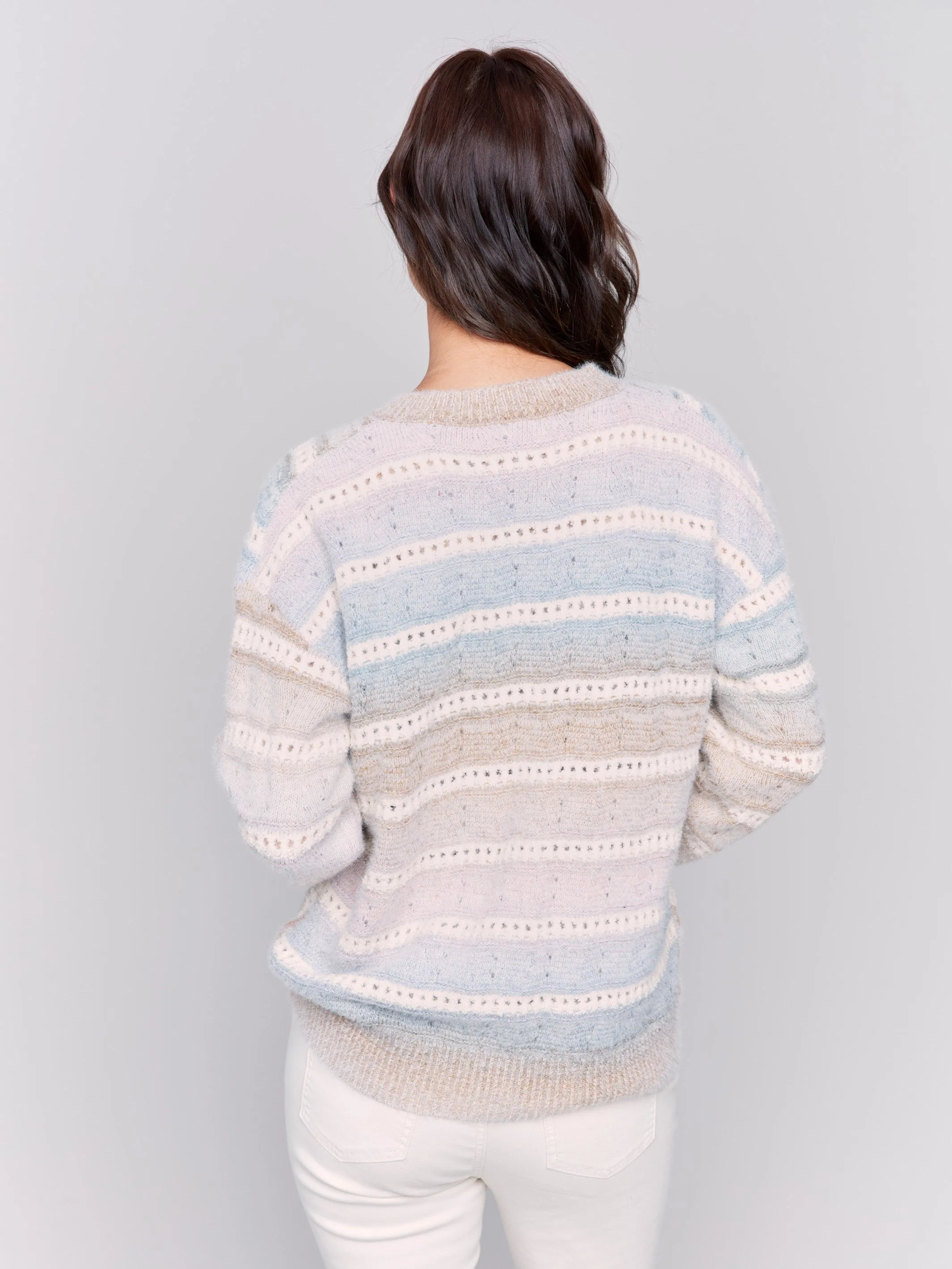 Ombre Chevron Knit Sweater - Frost