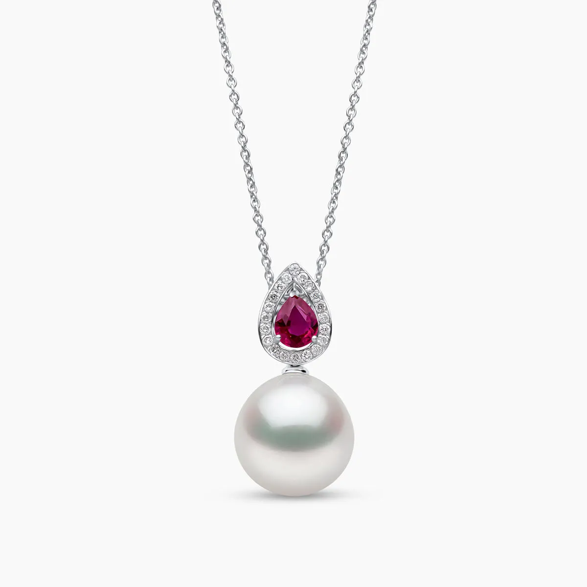 Ophelia 18K Gold South Sea Pearl Ruby Diamond Pendant