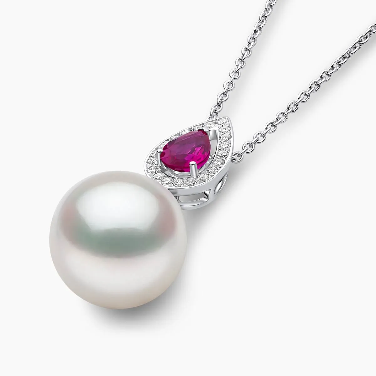 Ophelia 18K Gold South Sea Pearl Ruby Diamond Pendant