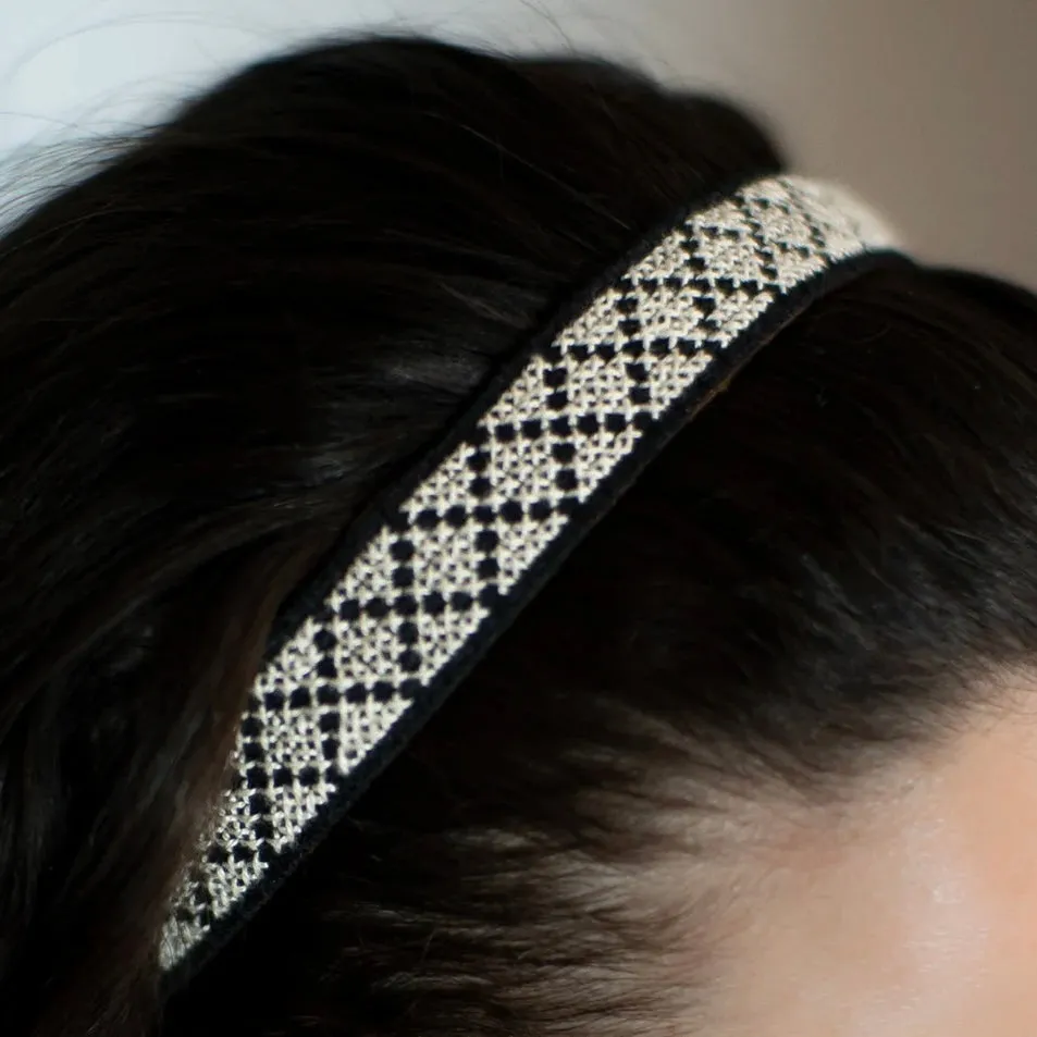 Palestinian-Made Tatreez Headband - White