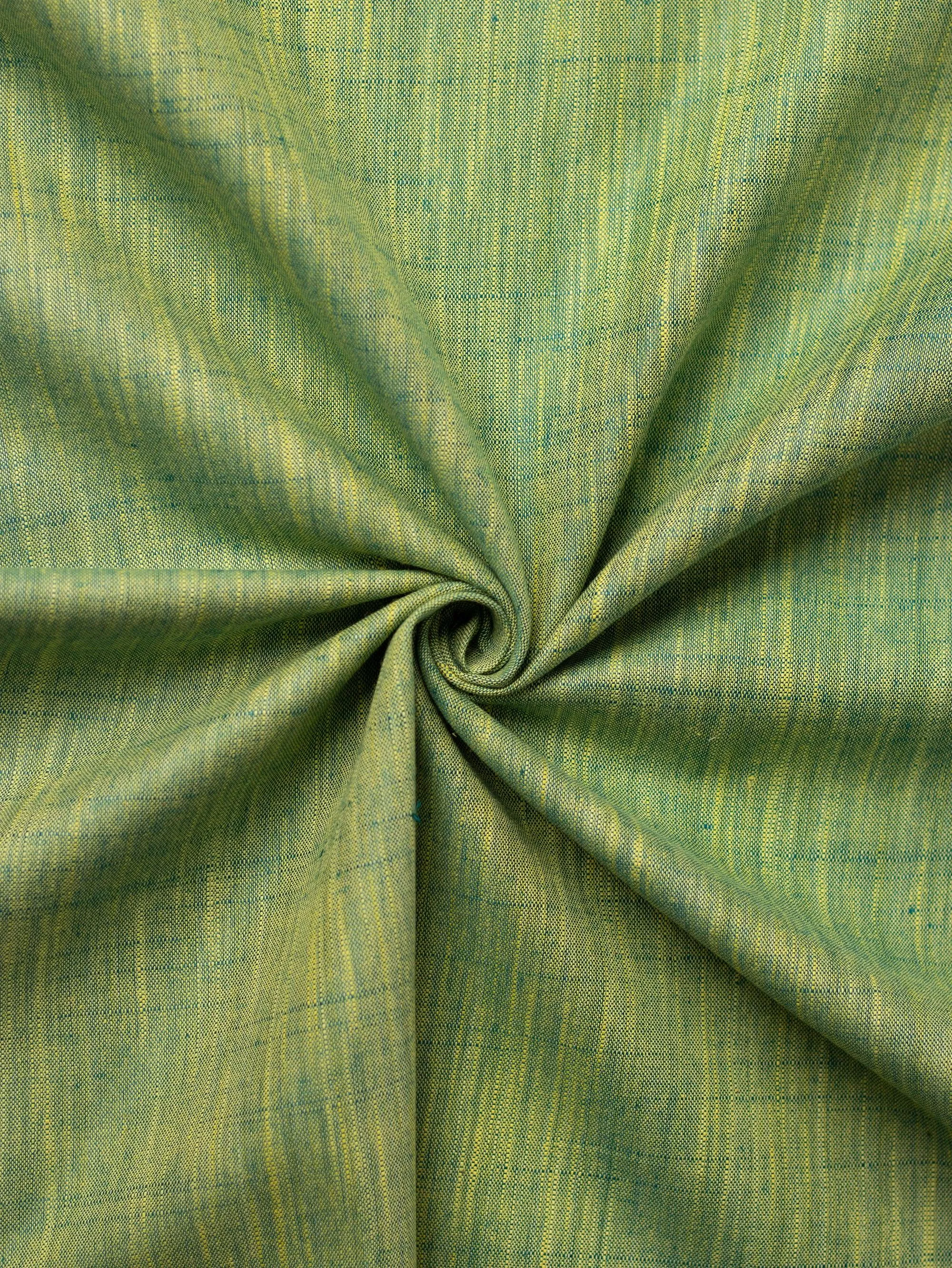 Parrot Green Color Traditional Pattern Khadi Fabric