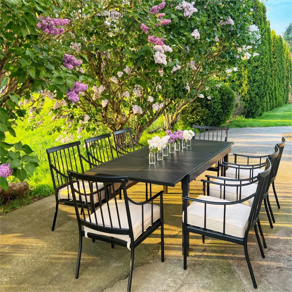 Phi Villa 7 / 9-Piece Outdoor Dining Set with Adjustable Table & Fashionable Dining Arm Chairs