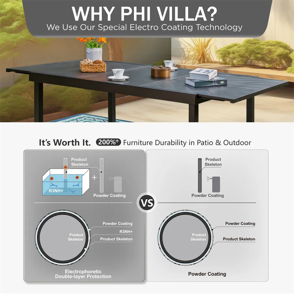 Phi Villa 7 / 9-Piece Outdoor Dining Set with Adjustable Table & Fashionable Dining Arm Chairs