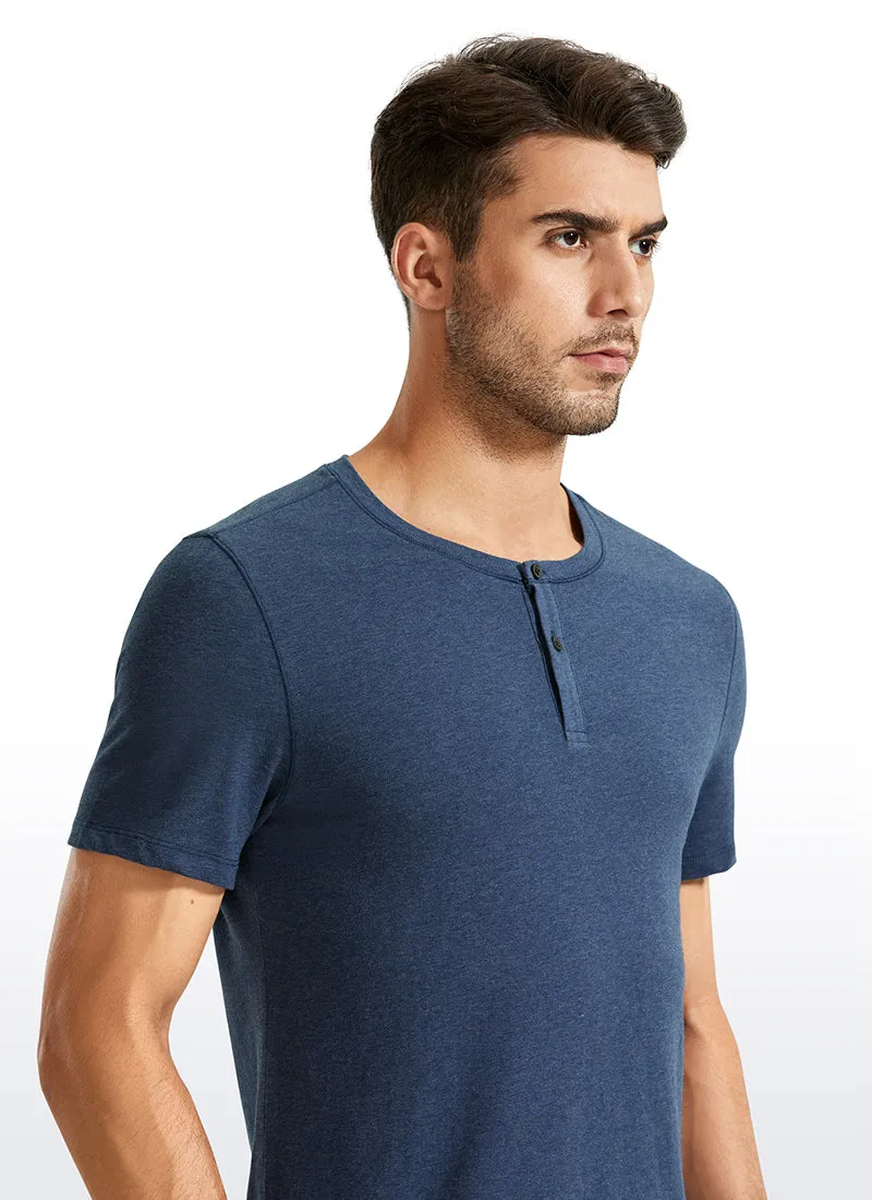 Pima Cotton Henley Short Sleeves