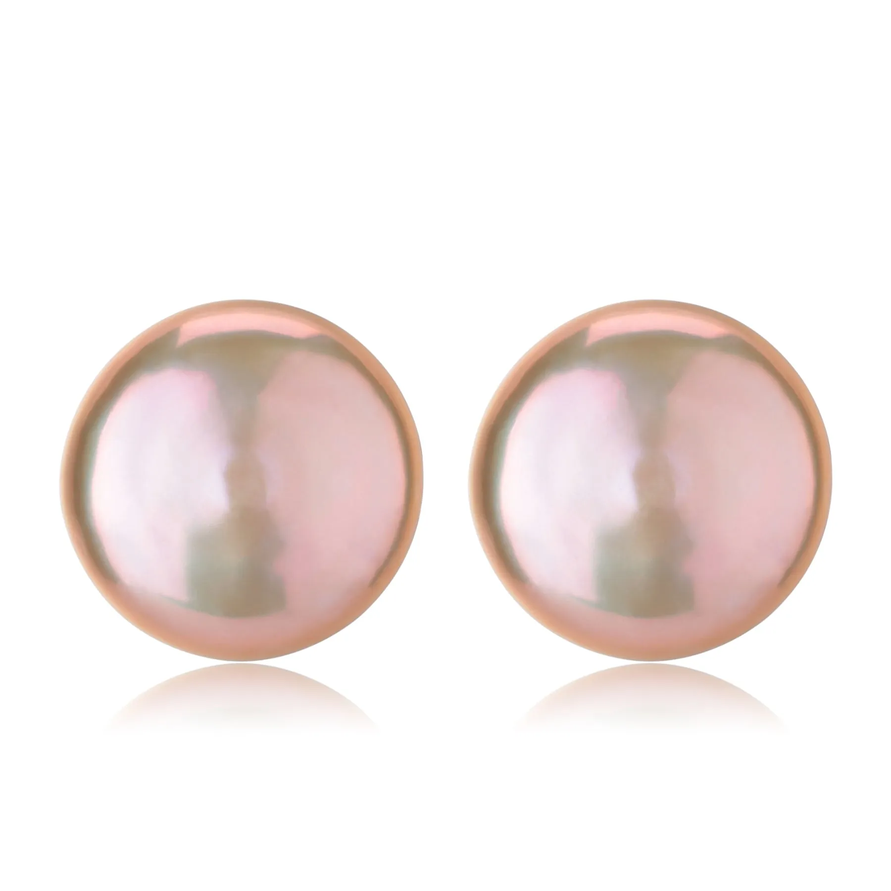 Pink Coin Baroque Pearl Stud Earrings