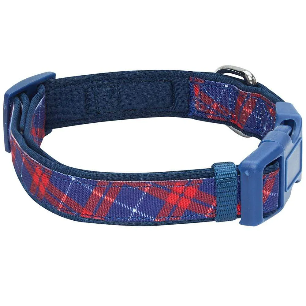 Plaid Pattern Neoprene Padded Dog Collar