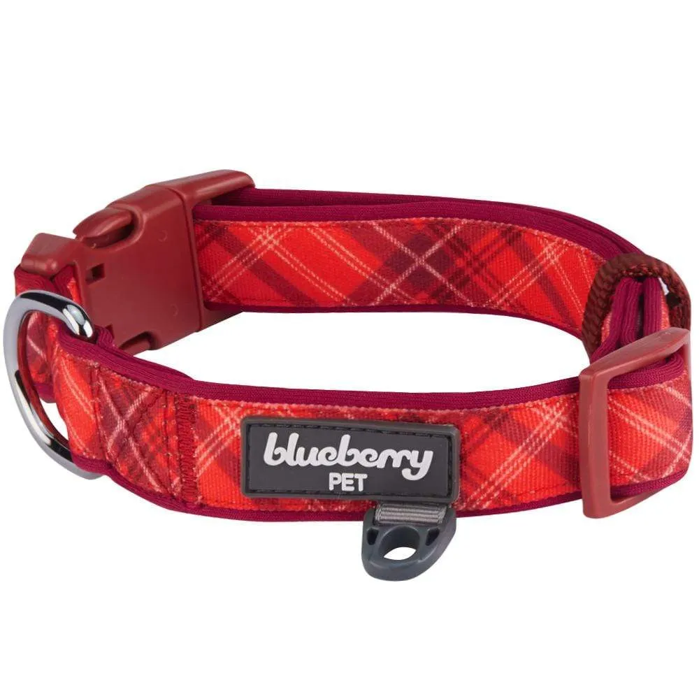 Plaid Pattern Neoprene Padded Dog Collar