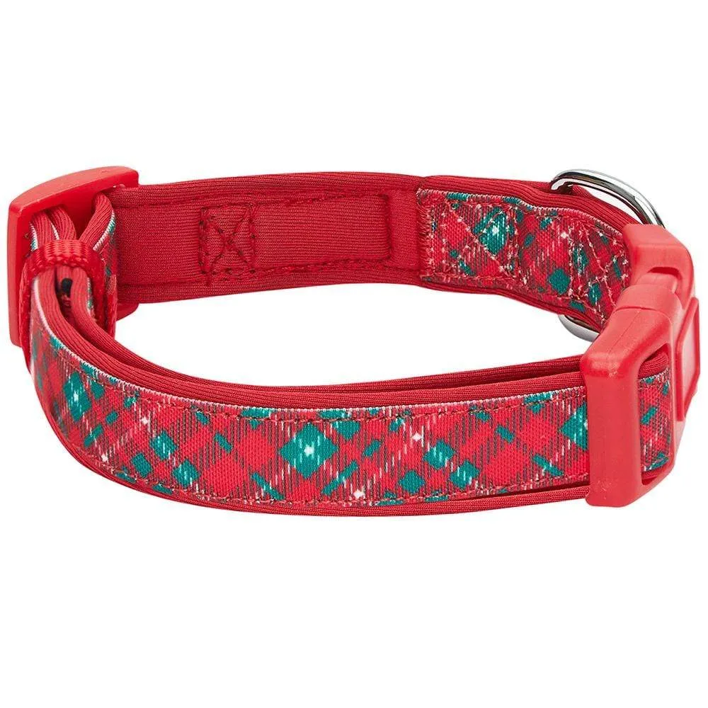 Plaid Pattern Neoprene Padded Dog Collar