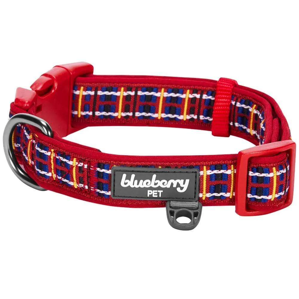 Plaid Pattern Neoprene Padded Dog Collar