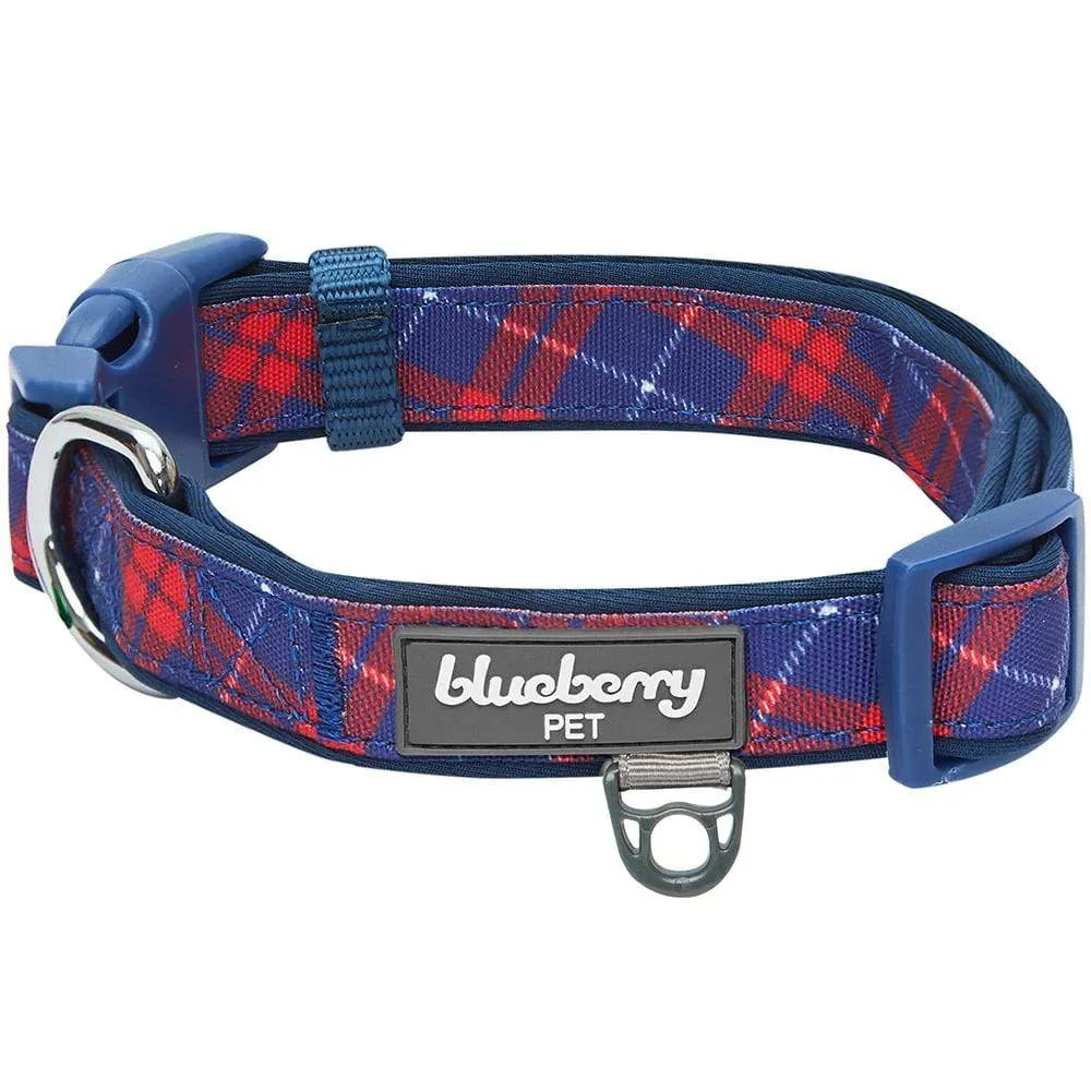 Plaid Pattern Neoprene Padded Dog Collar