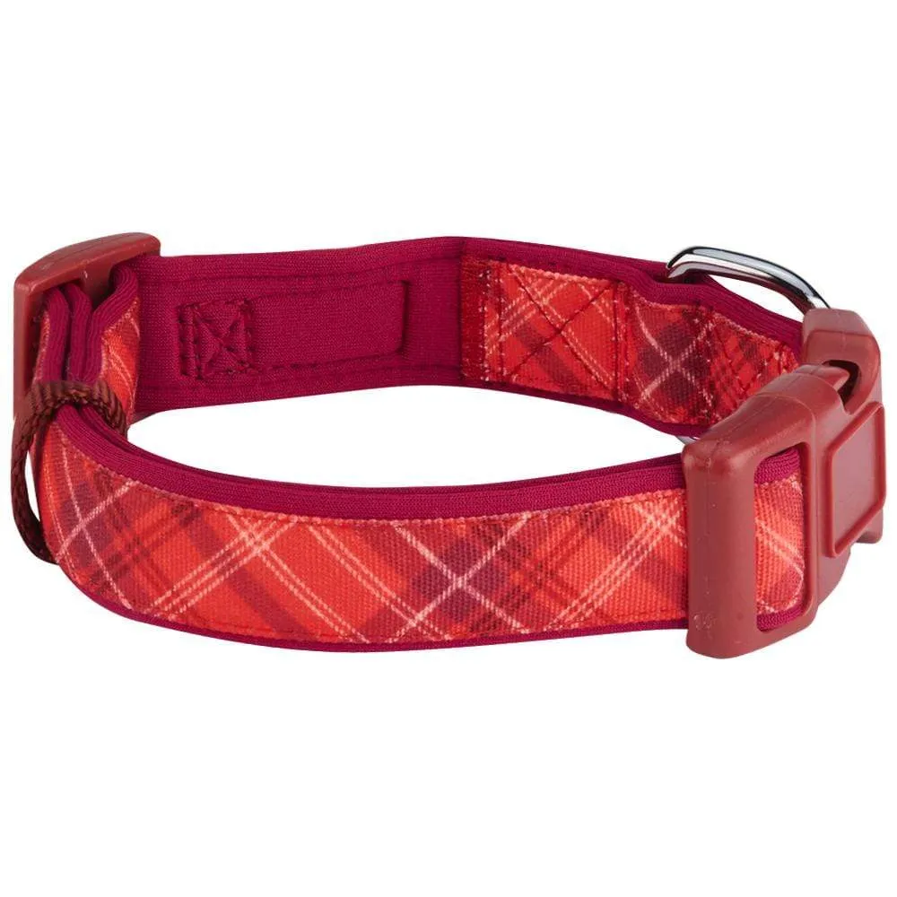 Plaid Pattern Neoprene Padded Dog Collar