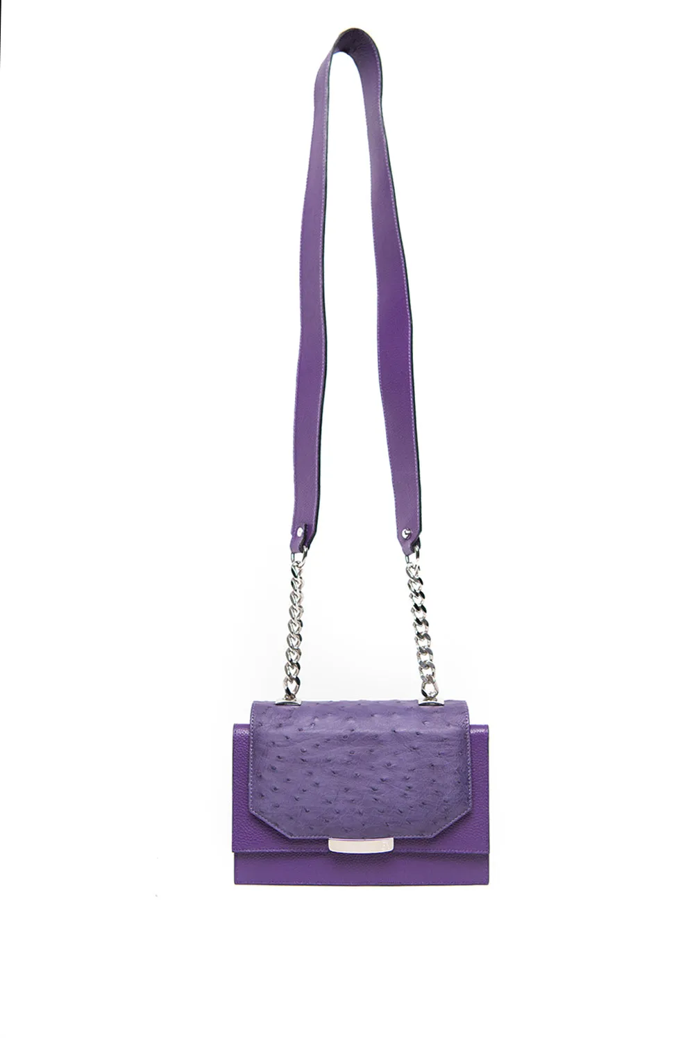 Plum Ostrich Mini Jackie O Shoulder Bag