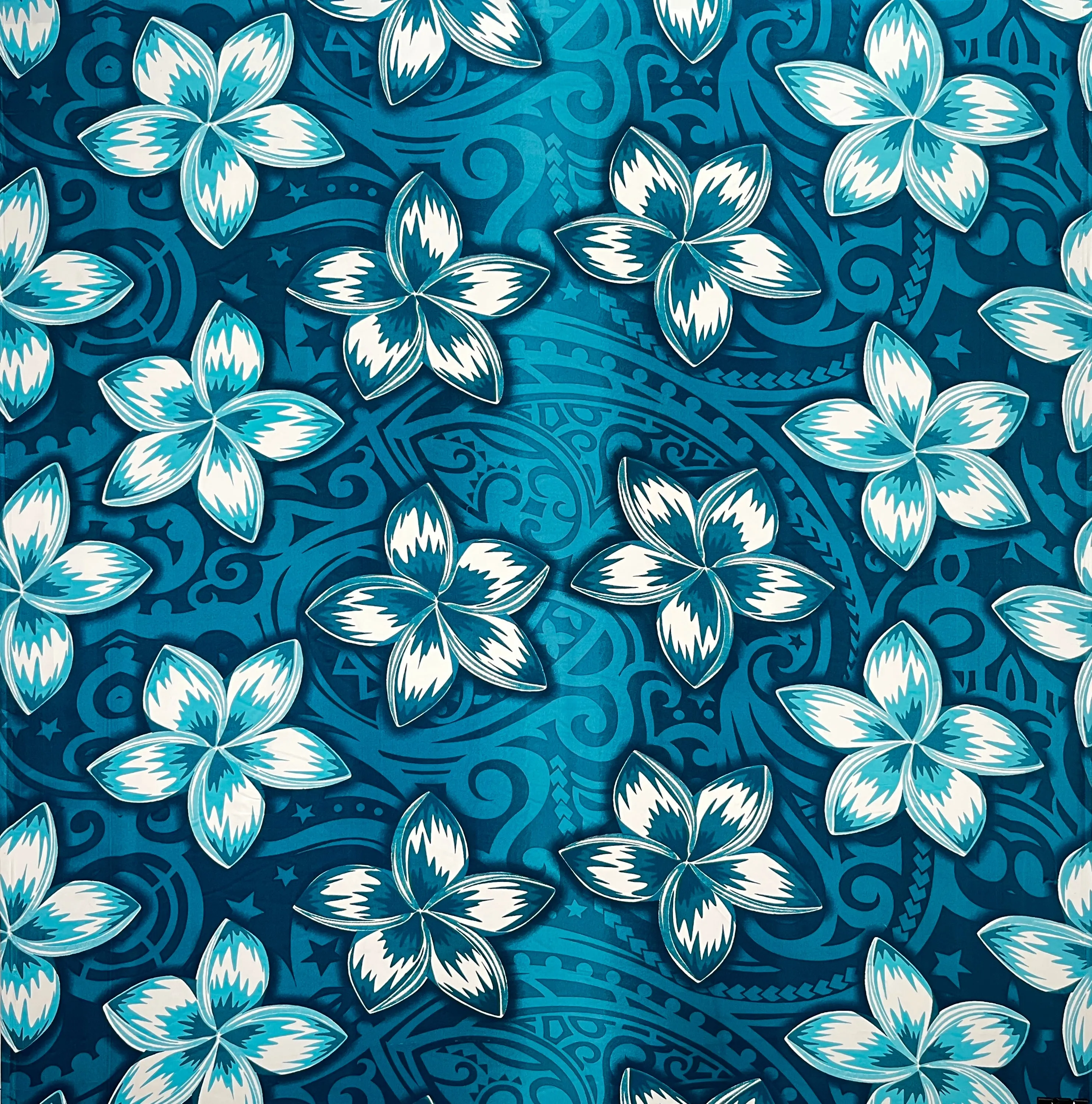 Plumeria Traditional Tattoo background Fabric | Peachskin