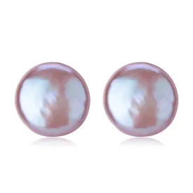 Purple Coin Baroque Pearl Stud Earrings