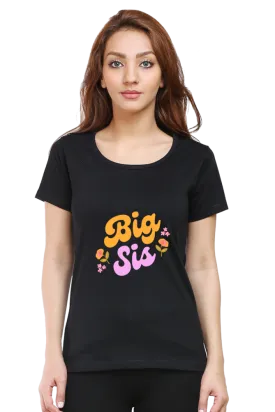 "Big Sis" Elegant Women's Printed T-Shirt - Premium Cotton, Artistic Designs, Relaxed Fit, Perfect for Everyday and Gifts