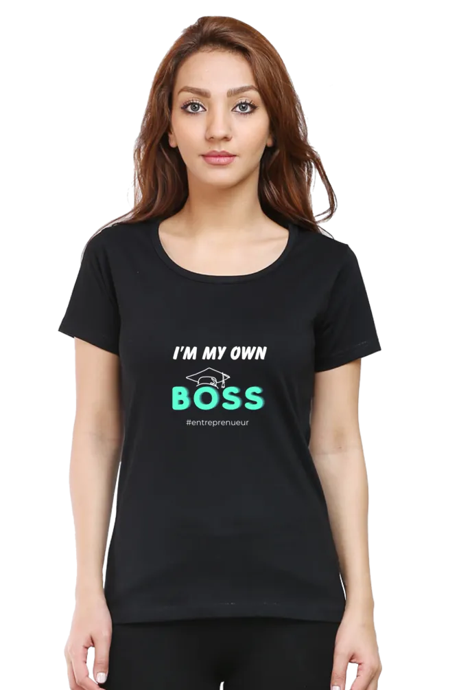 "Boss" Printed Female Round Neck Half Sleeve Classic | Timeless Comfort & Style