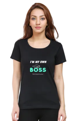 "Boss" Printed Female Round Neck Half Sleeve Classic | Timeless Comfort & Style