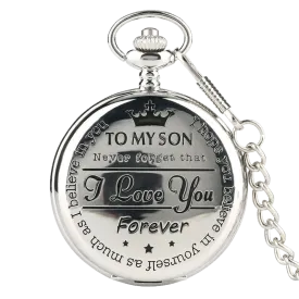 "To My Son" Silver Pocket Watch