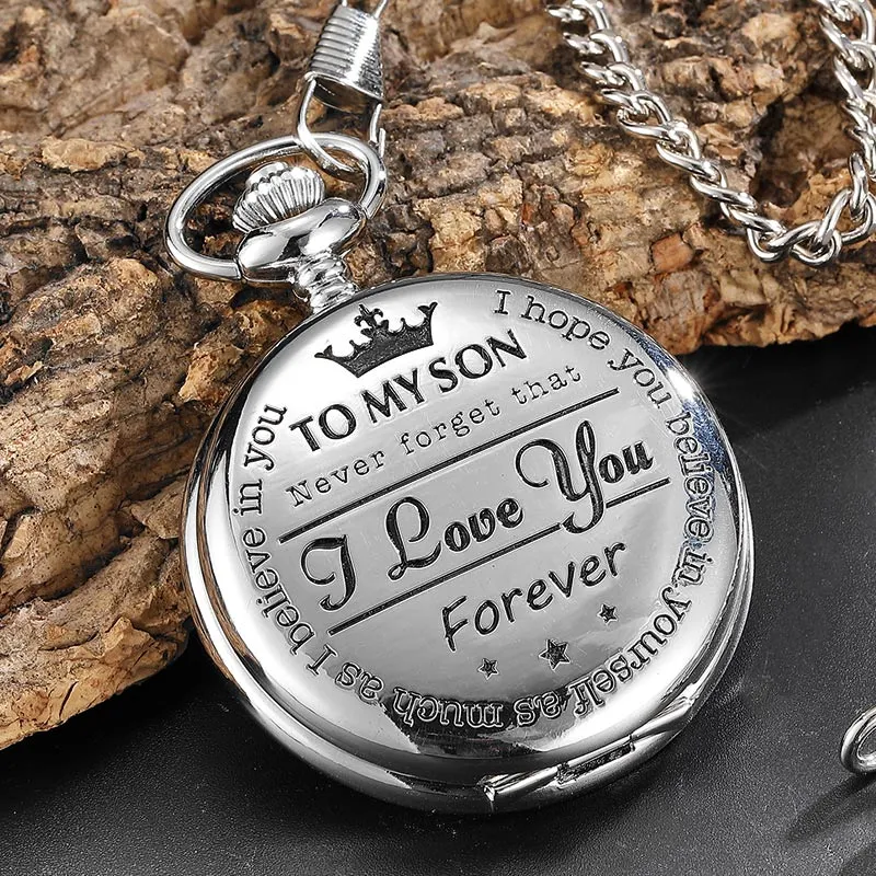 "To My Son" Silver Pocket Watch