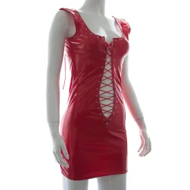 Red Lace Up "Shiny" Look DRESS