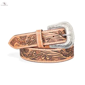 Resistance Premium Western Cowgirl Cowboy Floral Tooled  Argentinian Leather Belt