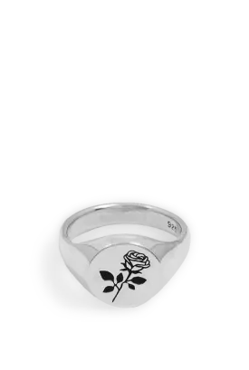 Rose Signet Ring in Sterling Silver