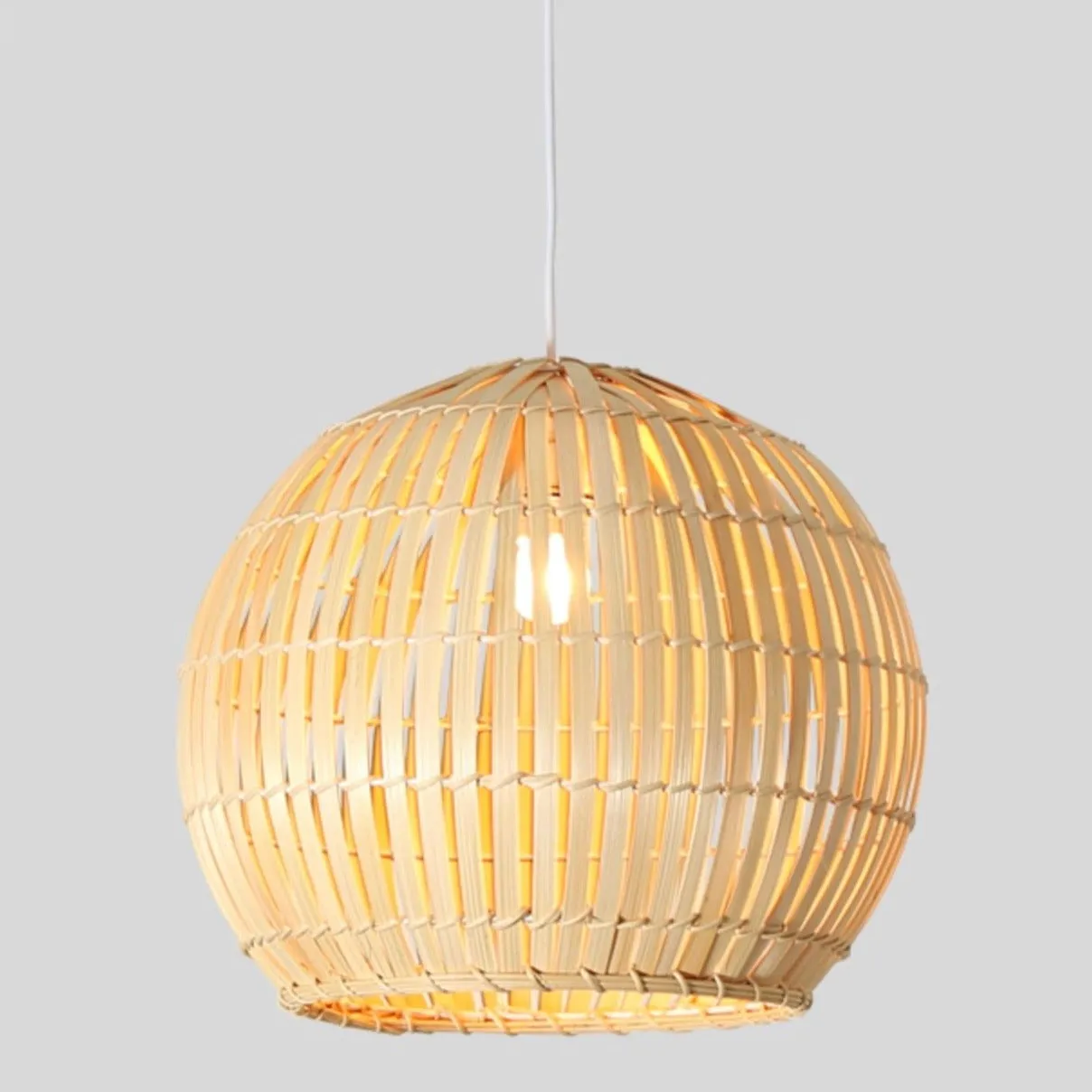 Round Japanese Bamboo Ceiling Light