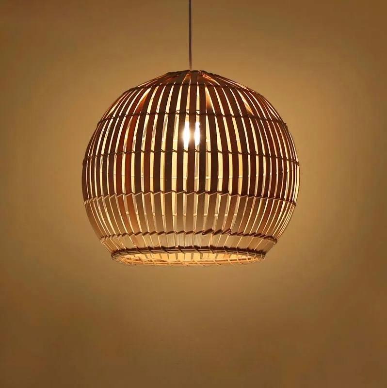 Round Japanese Bamboo Ceiling Light