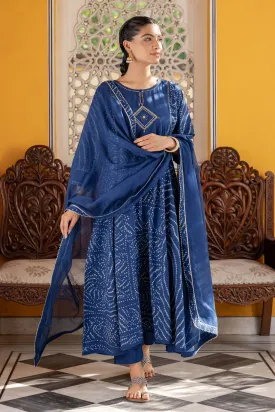 Royal Blue Bandhani Kurta