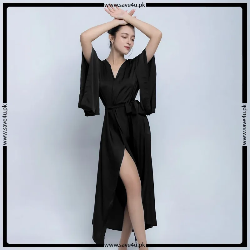 Satin Silk Long Robe Gown Nighty