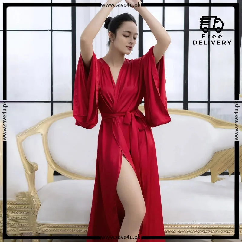 Satin Silk Long Robe Gown Nighty