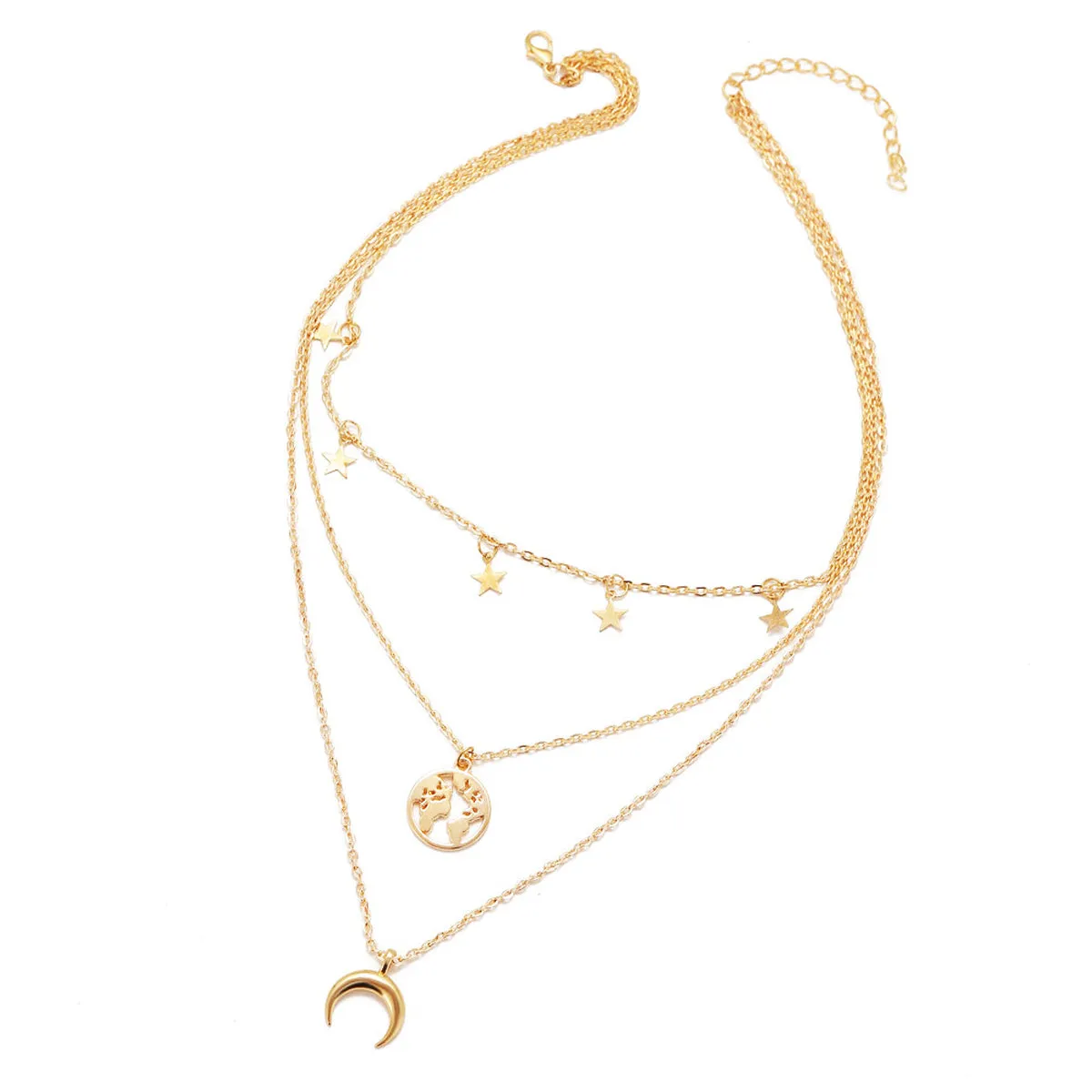 Scintillare by Sukkhi Glamorous Gold Plated Tripal Layered Moon Star Necklace for Women