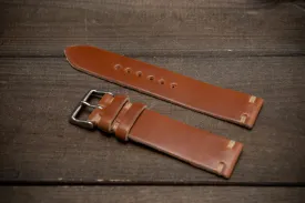 Shell Cordovan Cognac leather watch strap, handmade in Finland. Width 10-26 mm.