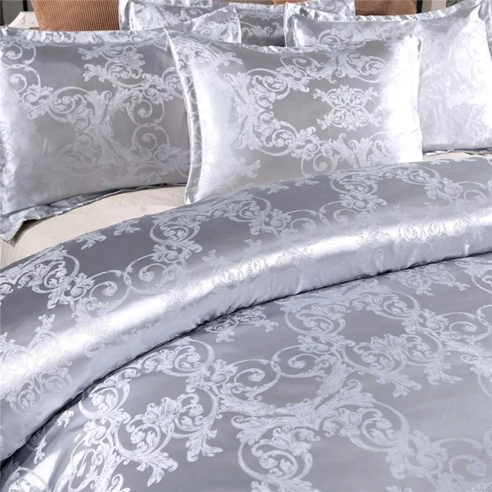 Silk Satin Jacquard Duvet Cover Bedding Set Embroidery