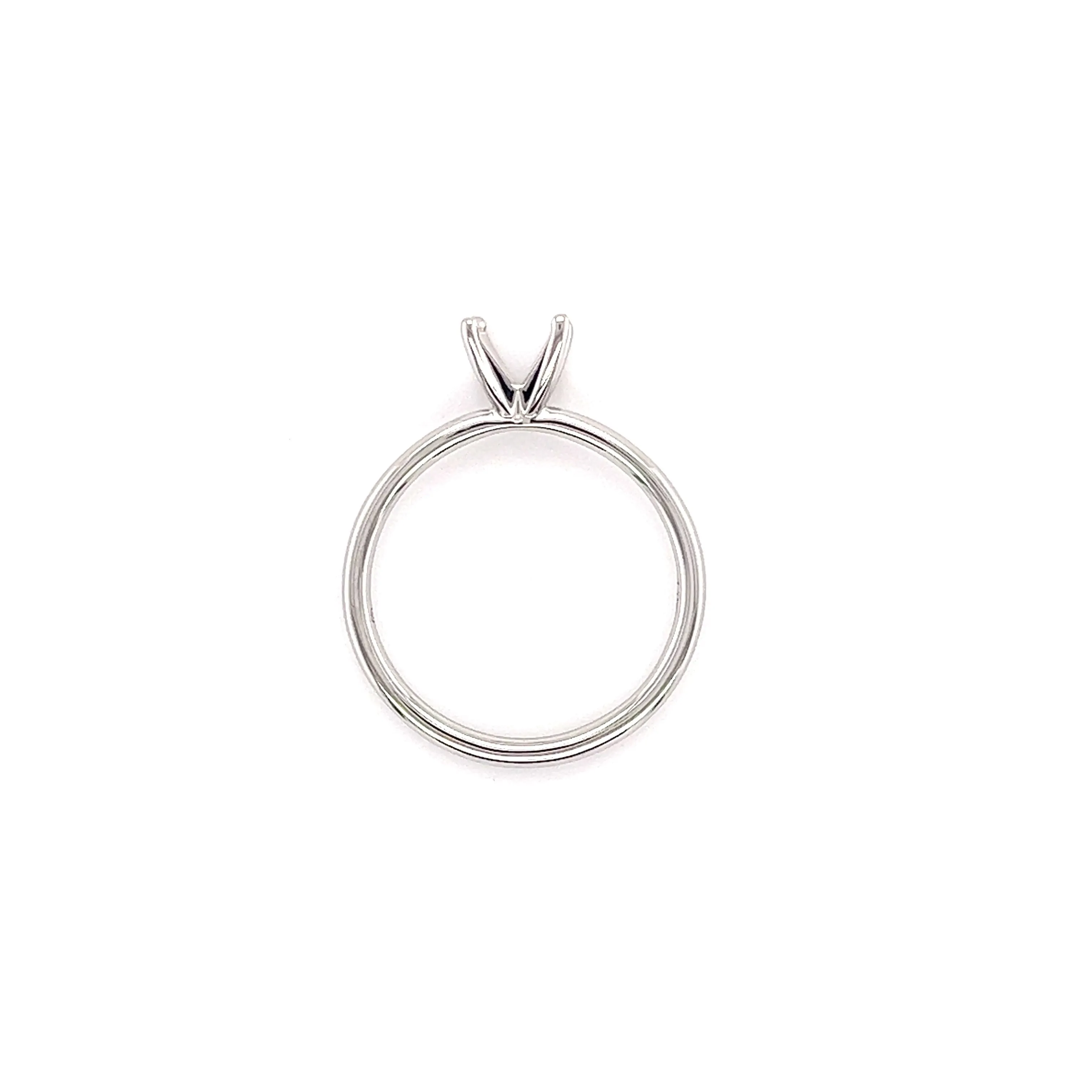 Solitaire Ring Setting with Four Prong Head in 14K White Gold